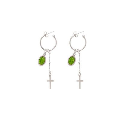 GREEN MIRACULOUS MÉDAILLE - HOOP BOUCLES D'OREILLES - ARGENT