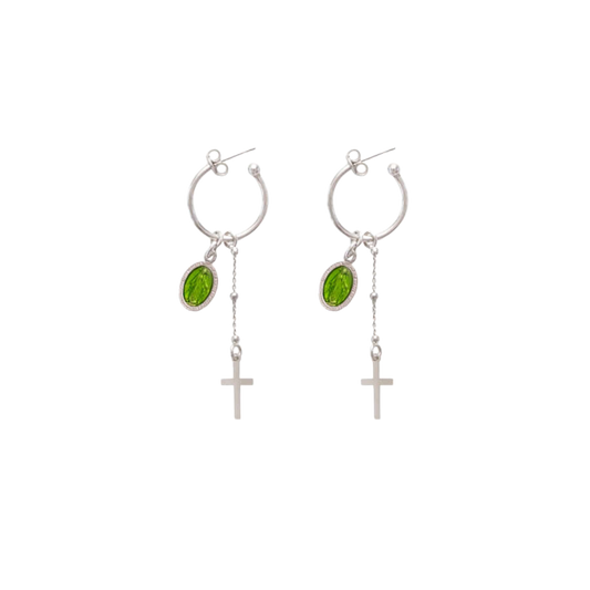 GREEN MIRACULOUS MÉDAILLE - HOOP BOUCLES D'OREILLES - ARGENT