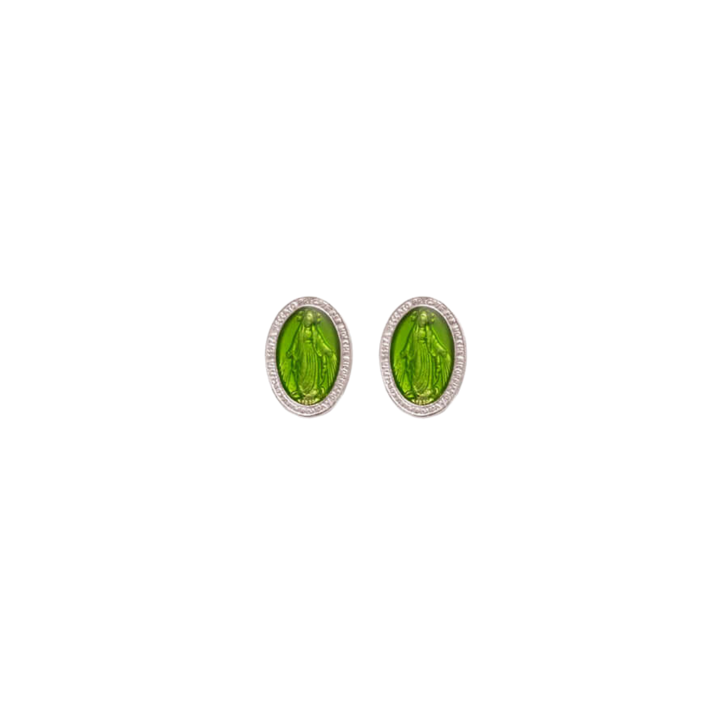 GREEN MIRACULOUS MÉDAILLE - STUD BOUCLES D'OREILLES - ARGENT