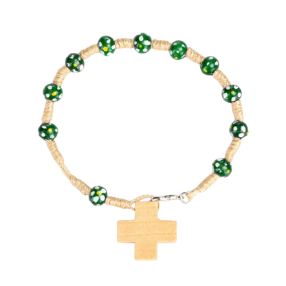 CHILDREN'S BRACELET CHAPELET - BOIS - GREEN