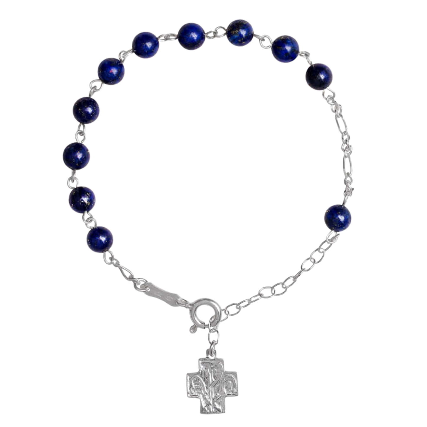 BRACELET CHAPELET LAPIS LAZULI - ARGENT