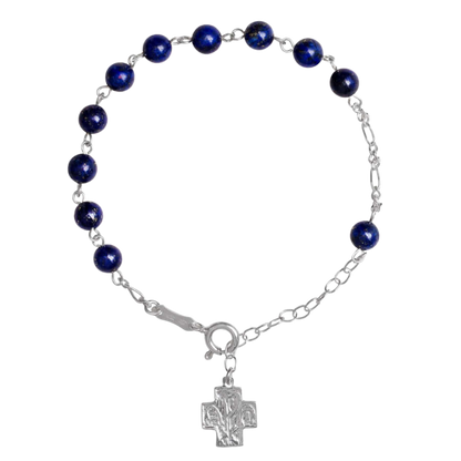 BRACELET CHAPELET LAPIS LAZULI - ARGENT