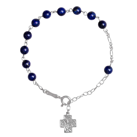 BRACELET CHAPELET LAPIS LAZULI - ARGENT