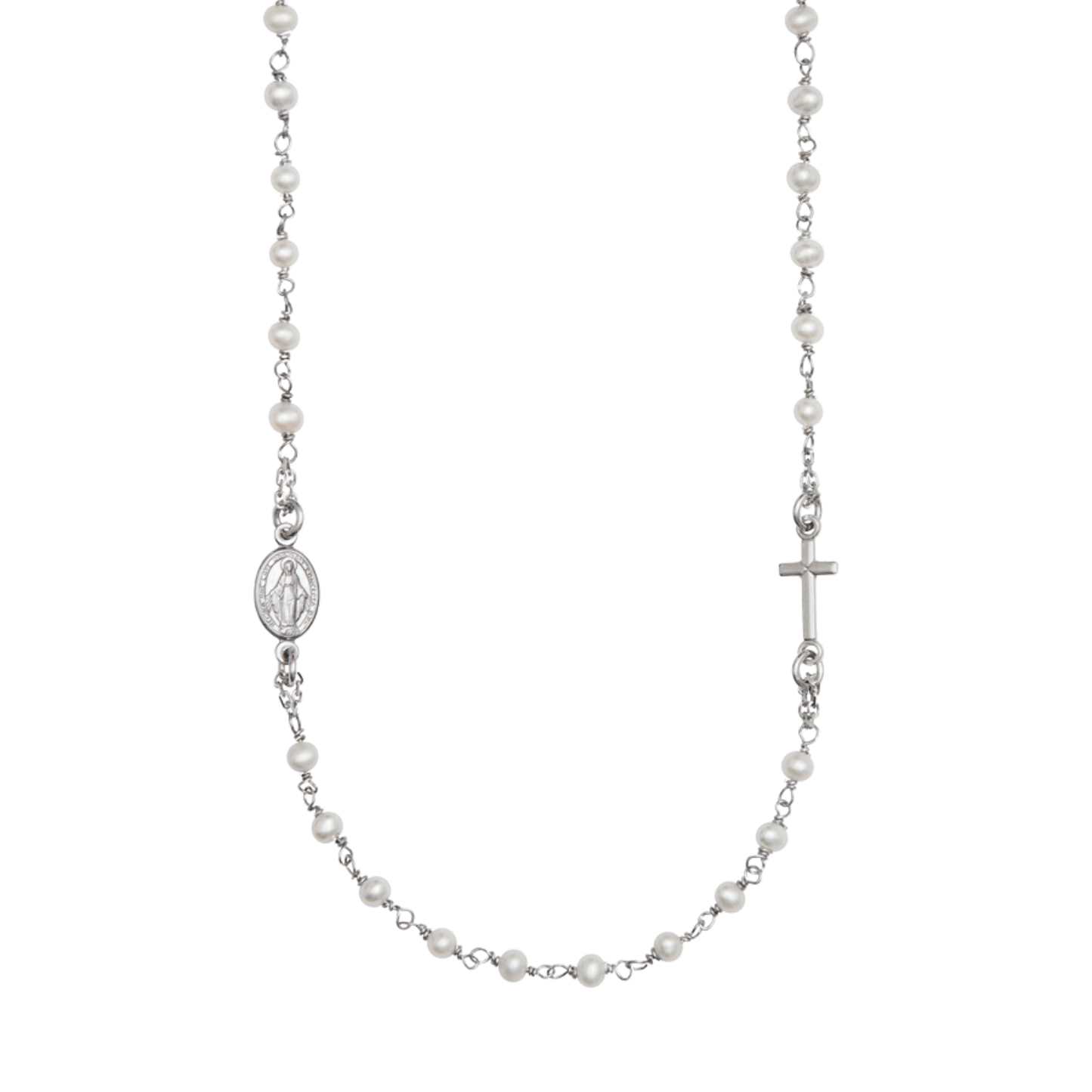 MIRACULOUS ET CROIX - PERLE COLLIER - ARGENT