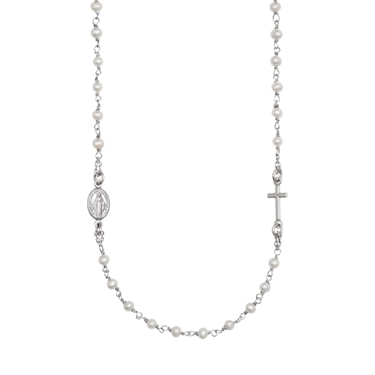 MIRACULOUS ET CROIX - PERLE COLLIER - ARGENT