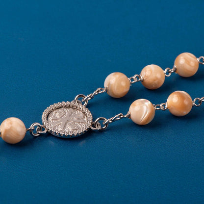NATURAL MOTHER OF PERLE CHAPELET - ARGENT