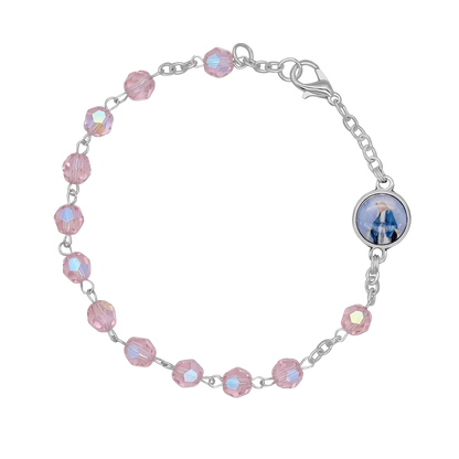 PINK CRYSTAL BRACELET CHAPELET - METAL