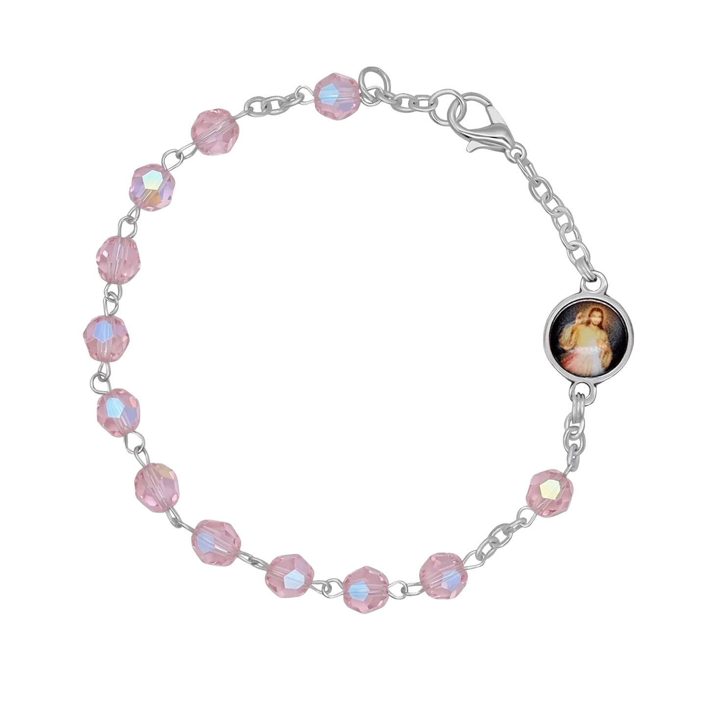 PINK CRYSTAL BRACELET CHAPELET - METAL