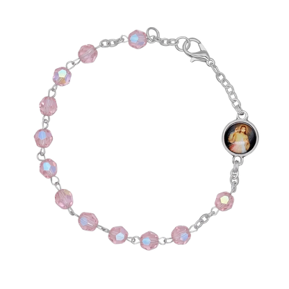 PINK CRYSTAL BRACELET CHAPELET - METAL