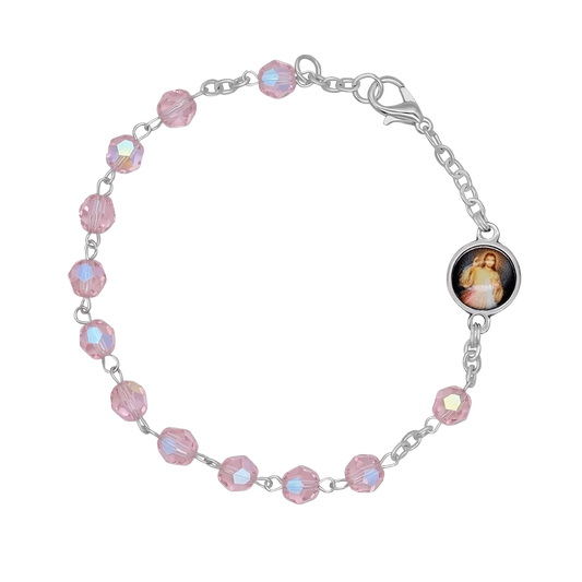 PINK CRYSTAL BRACELET CHAPELET - METAL