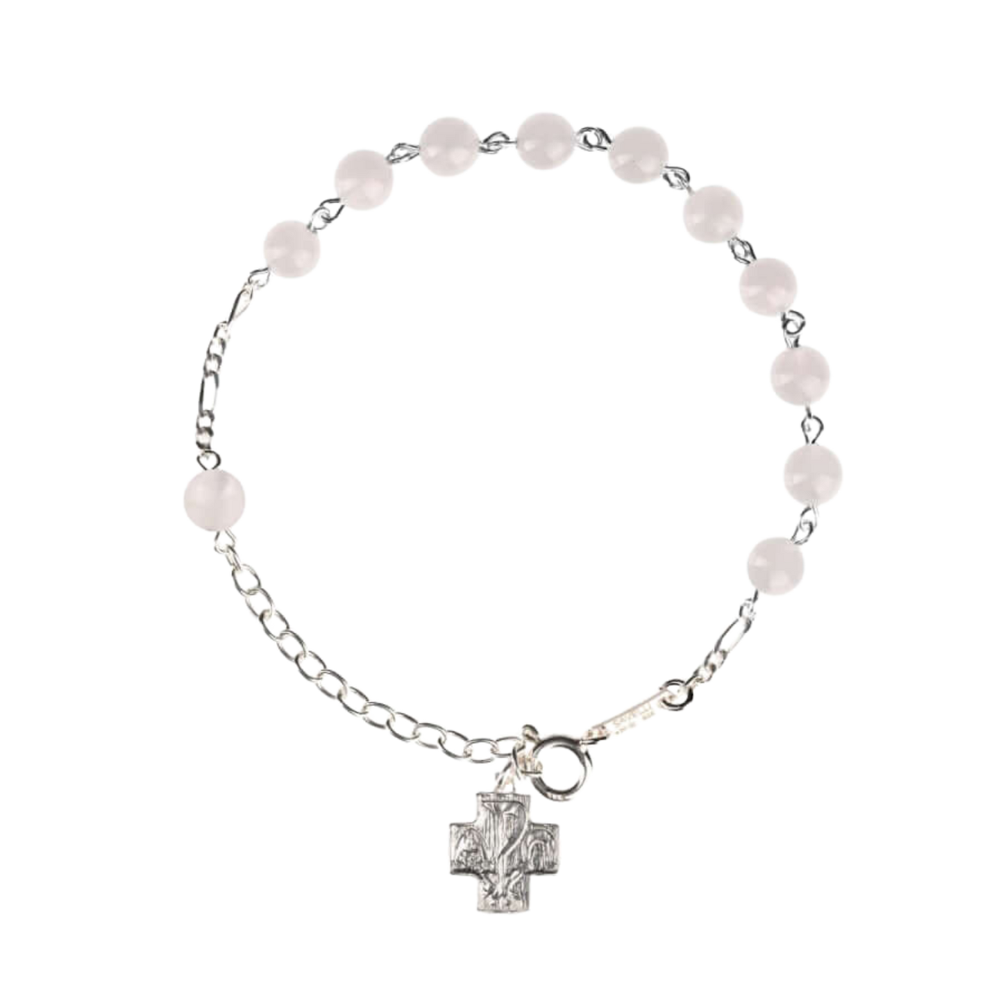 BRACELET CHAPELET - PINK QUARTZ - ARGENT