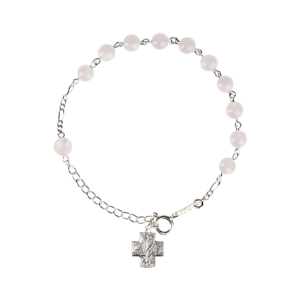 BRACELET CHAPELET - PINK QUARTZ - ARGENT