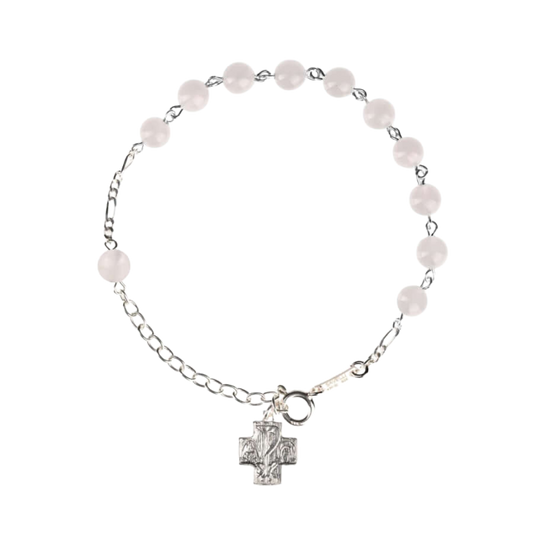 BRACELET CHAPELET - PINK QUARTZ - ARGENT