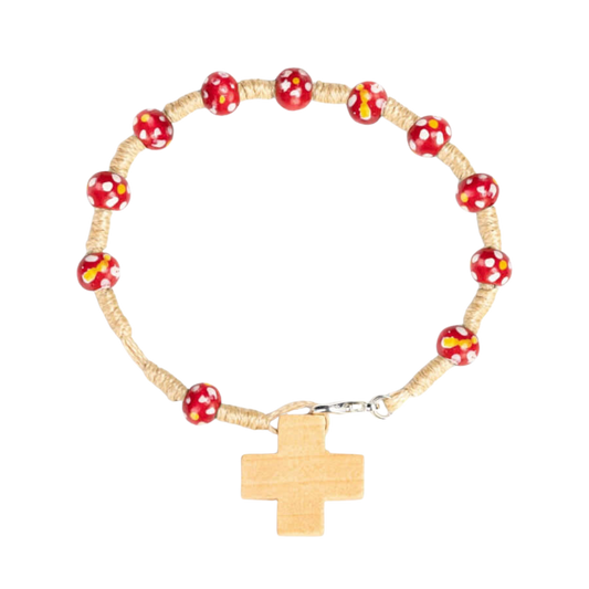 CHILDREN'S BRACELET CHAPELET - BOIS - RED