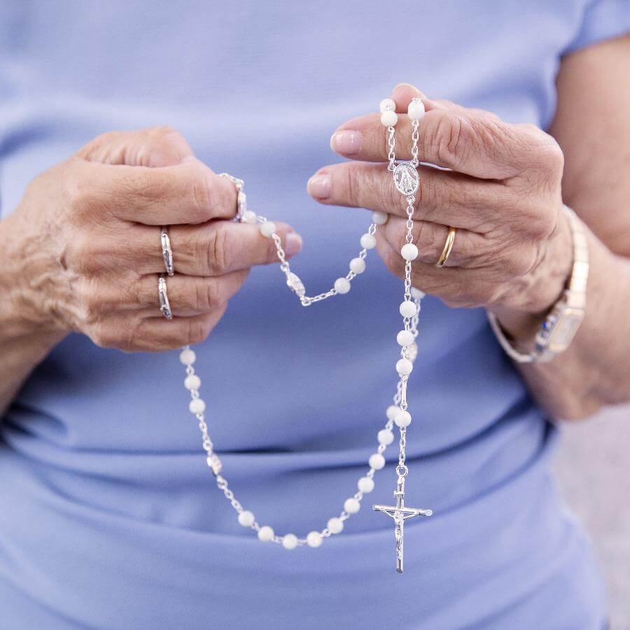MOTHER OF PERLE CHAPELET - ARGENT
