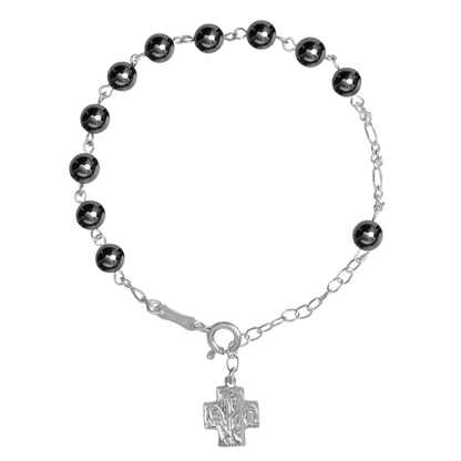 BRACELET CHAPELET HEMATITE - ARGENT