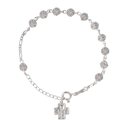 BRACELET CHAPELET - ARGENT ET STRASSBALL