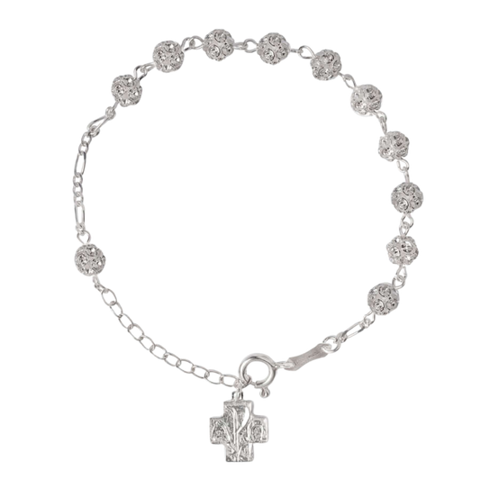 BRACELET CHAPELET - ARGENT ET STRASSBALL