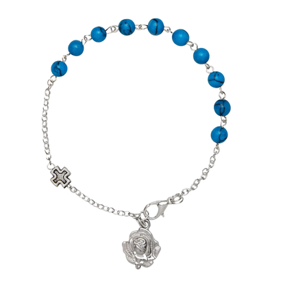 TURQUOISE BRACELET CHAPELET - METAL
