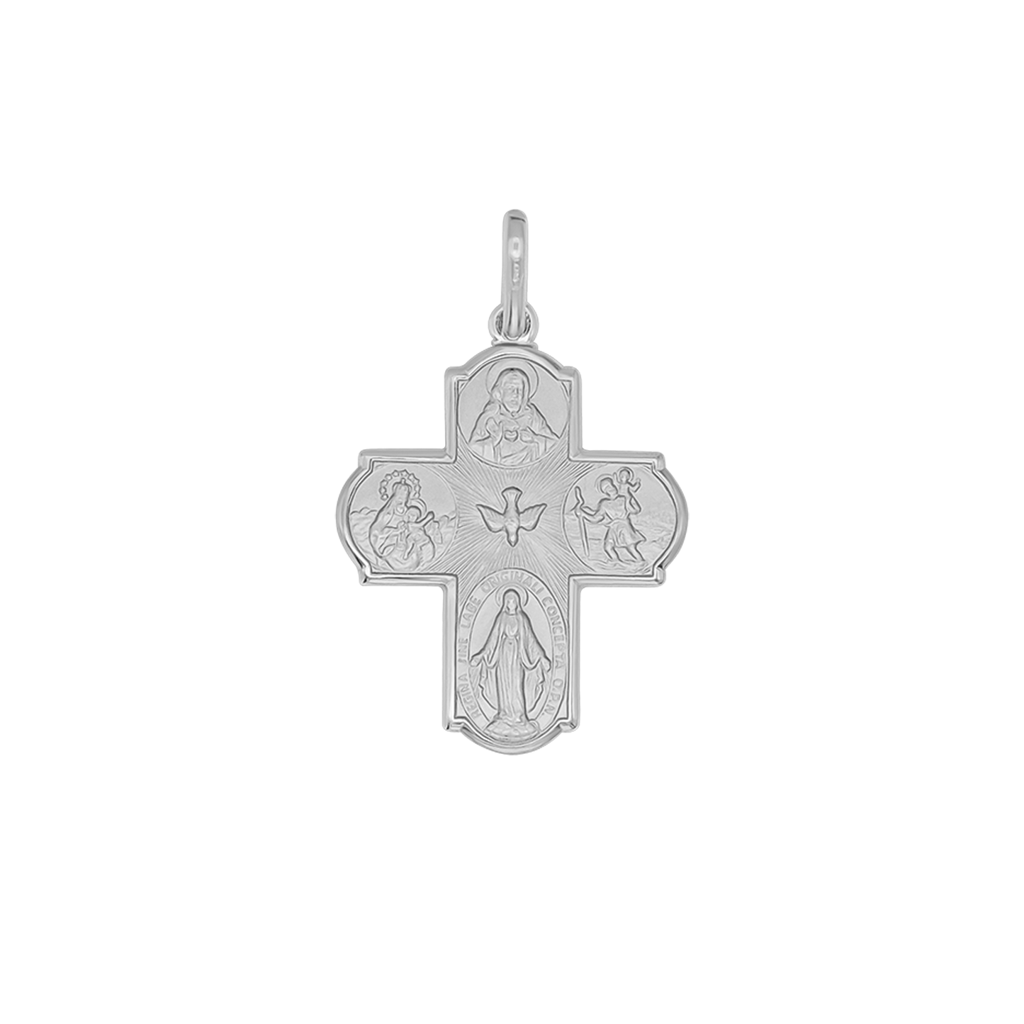 SCAPULAR - PENDENTIF CROIX - BLANC OR