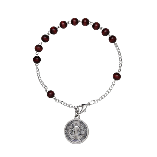 ST BENEDICT - BOIS BRACELET CHAPELET - METAL