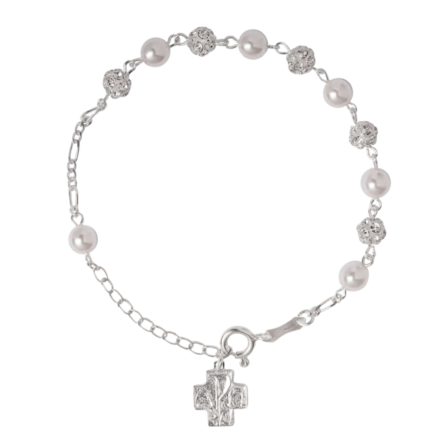 STRASSBALL ET GLASS - PERLE BRACELET CHAPELET - ARGENT