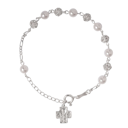 STRASSBALL ET GLASS - PERLE BRACELET CHAPELET - ARGENT