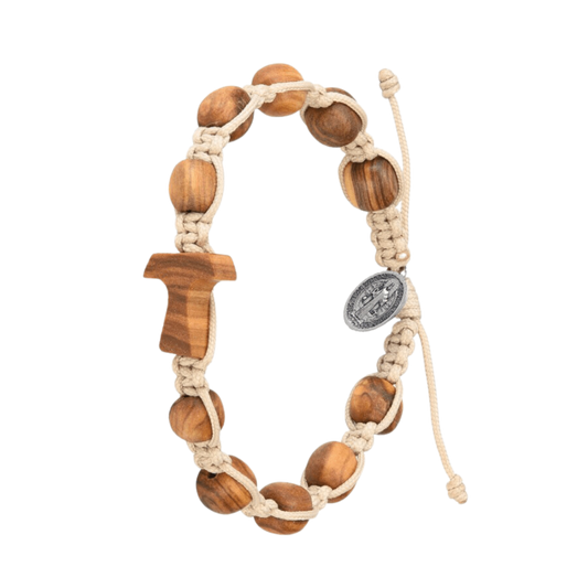 TAU BRACELET CROIX - OLIVE BOIS