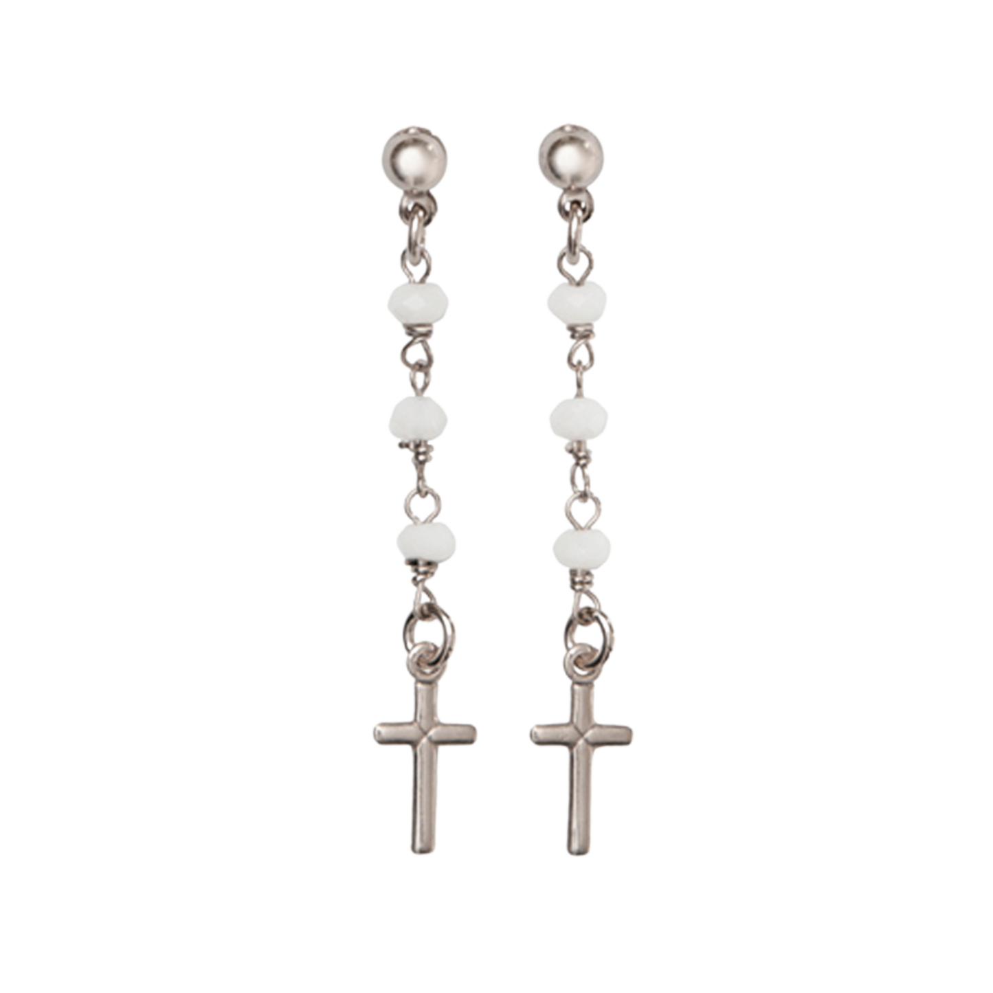 CROIX - CRYSTAL BOUCLES D'OREILLES - ARGENT