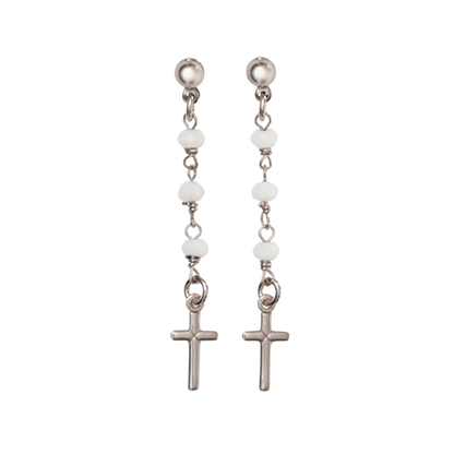 CROIX - CRYSTAL BOUCLES D'OREILLES - ARGENT
