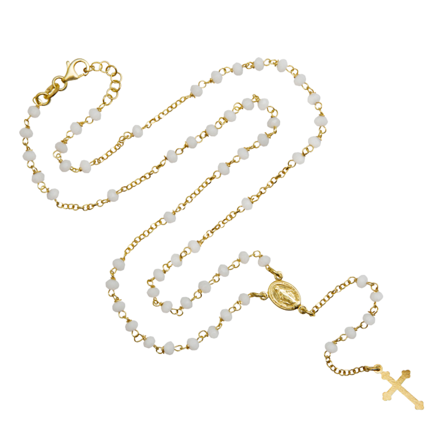 BLANC CRYSTAL COLLIER CHAPELET - VERMEIL ARGENT