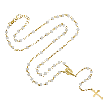 BLANC CRYSTAL COLLIER CHAPELET - VERMEIL ARGENT