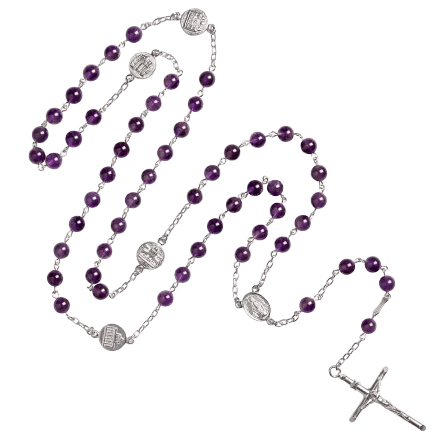 AMETHYST BEADS CHAPELET - ARGENT