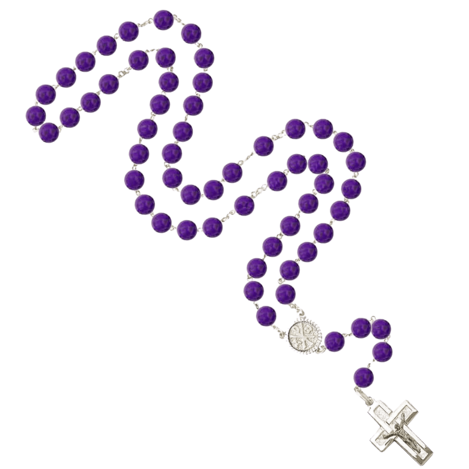AMETHYST BEADS - CHAPELET - ARGENT