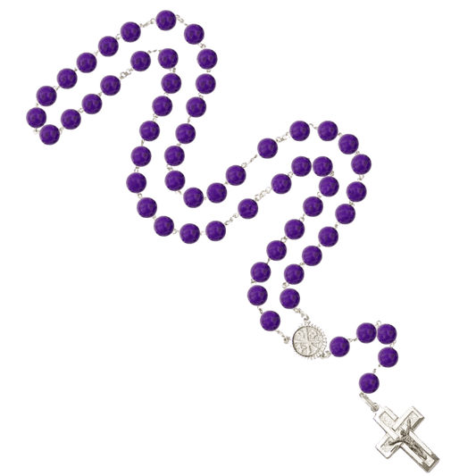 AMETHYST BEADS - CHAPELET - ARGENT
