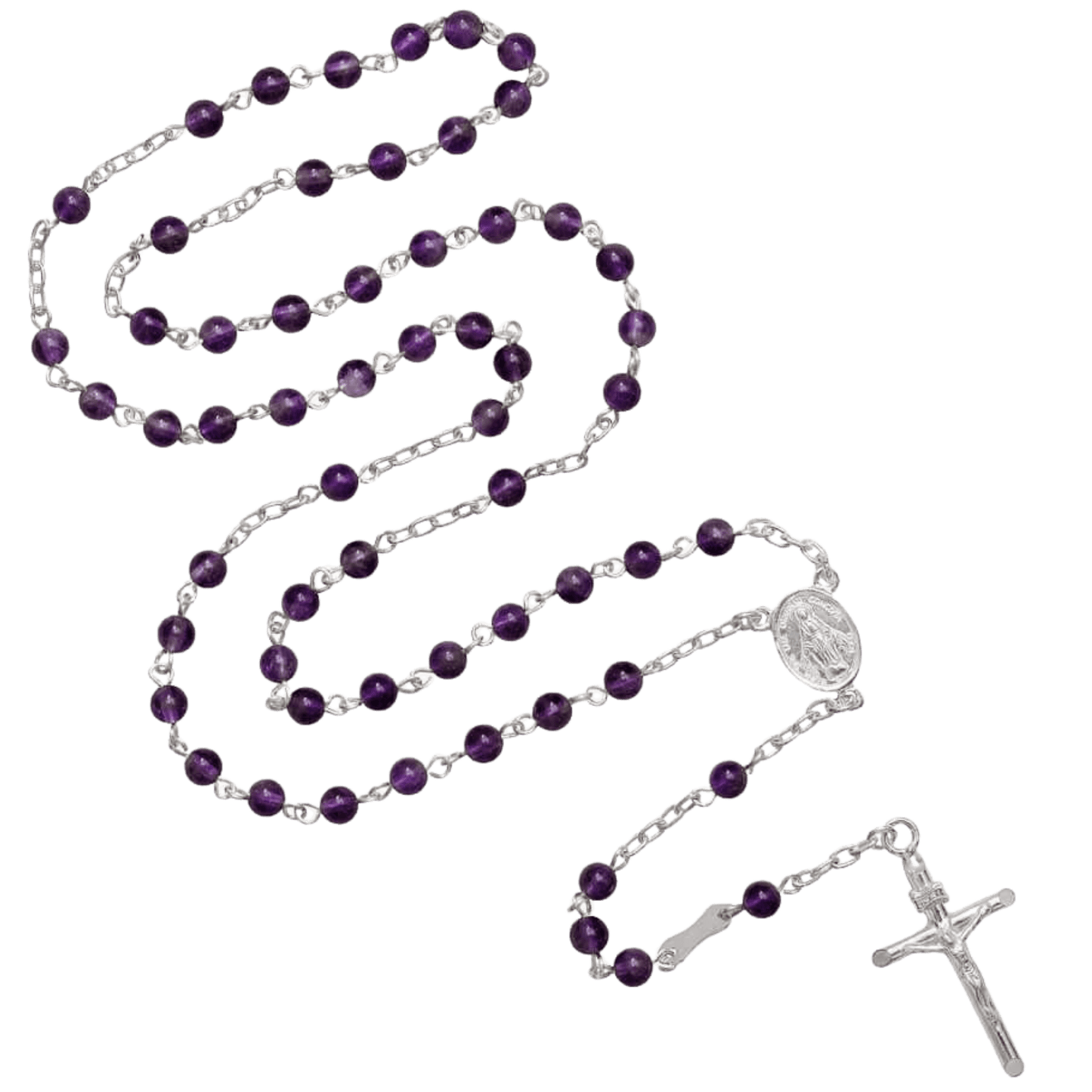 AMETHYST BEADS CHAPELET - ARGENT