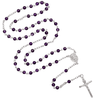 AMETHYST BEADS CHAPELET - ARGENT