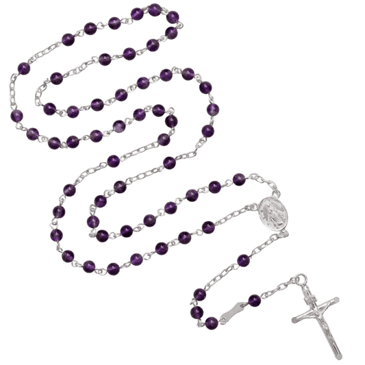 AMETHYST BEADS CHAPELET - ARGENT