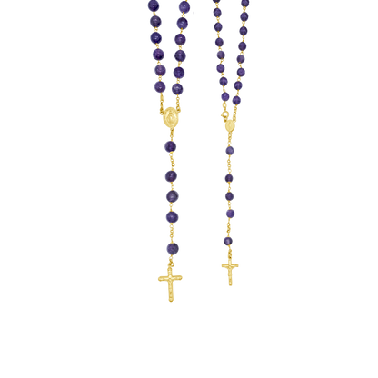 AMETHYST GRAINS DE CHAPELET - OR
