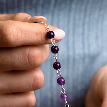 AMETHYST BEADS CHAPELET - ARGENT