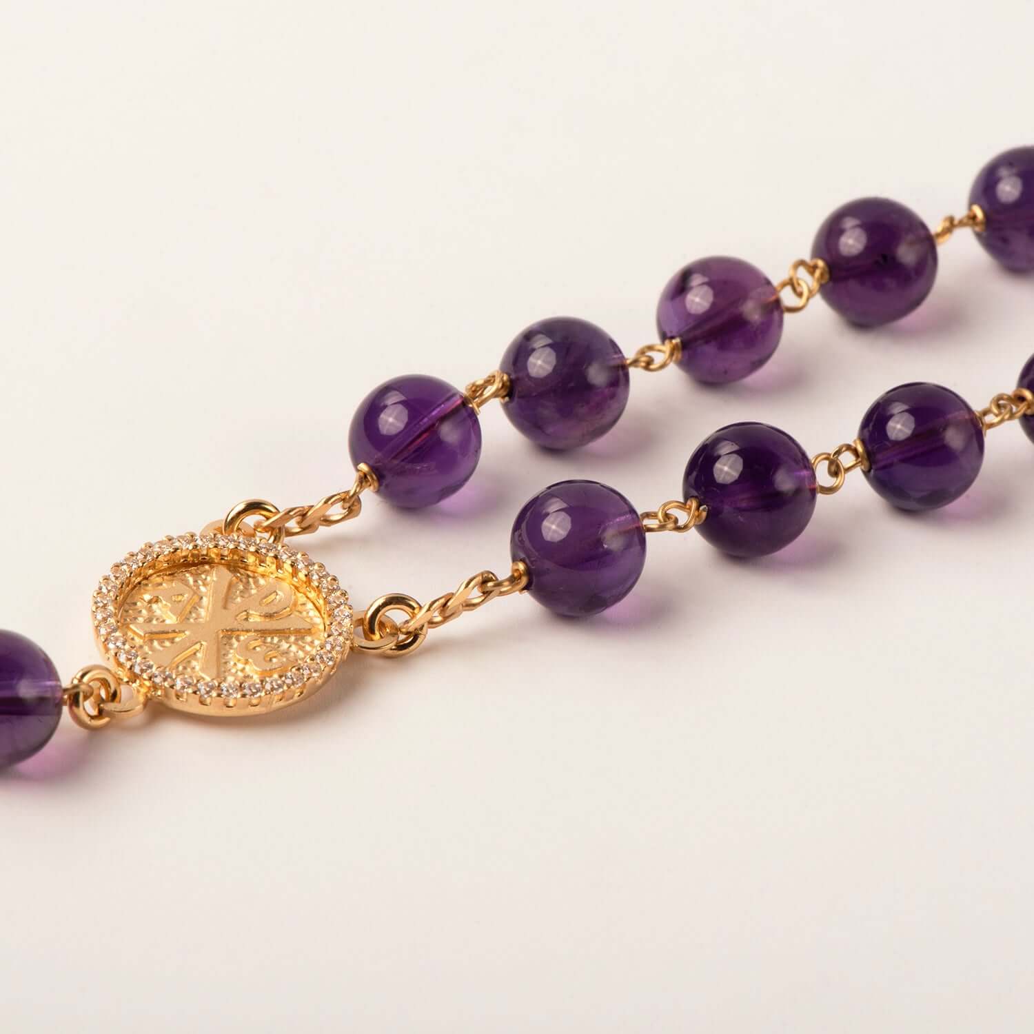 AMETHYST BEADS - CHAPELET - VERMEIL ARGENT