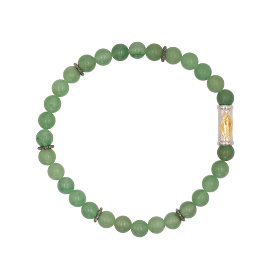 OUR LADY OF GRACE BRACELET - AVENTURINE ET ARGENT