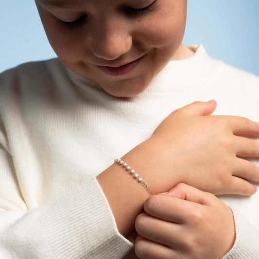 BABY BRACELET CHAPELET - ARGENT - BLANC