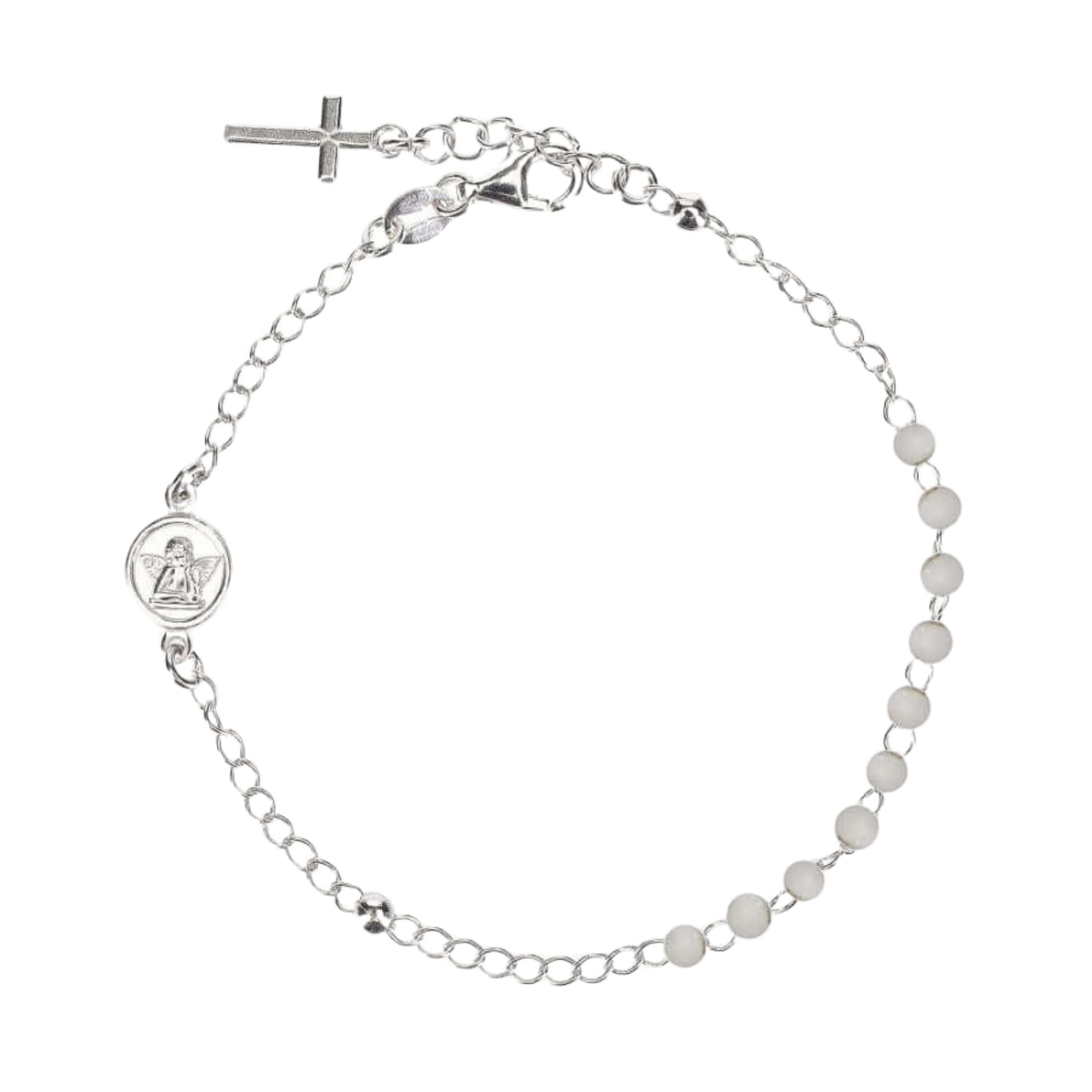 BABY BRACELET CHAPELET - ARGENT - BLANC
