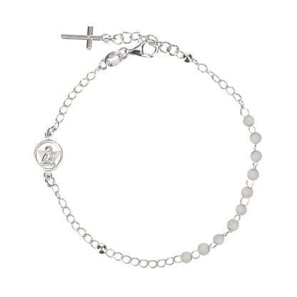 BABY BRACELET CHAPELET - ARGENT - BLANC