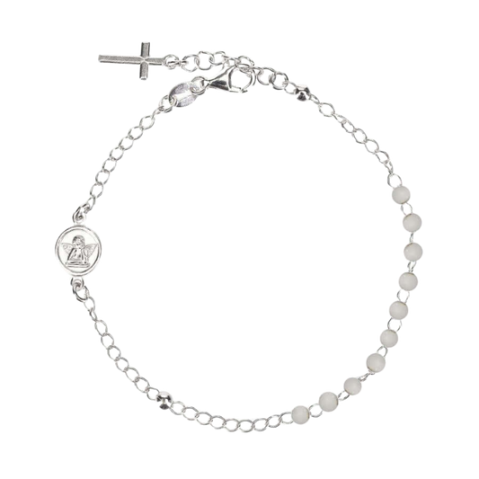 BABY BRACELET CHAPELET - ARGENT - BLANC