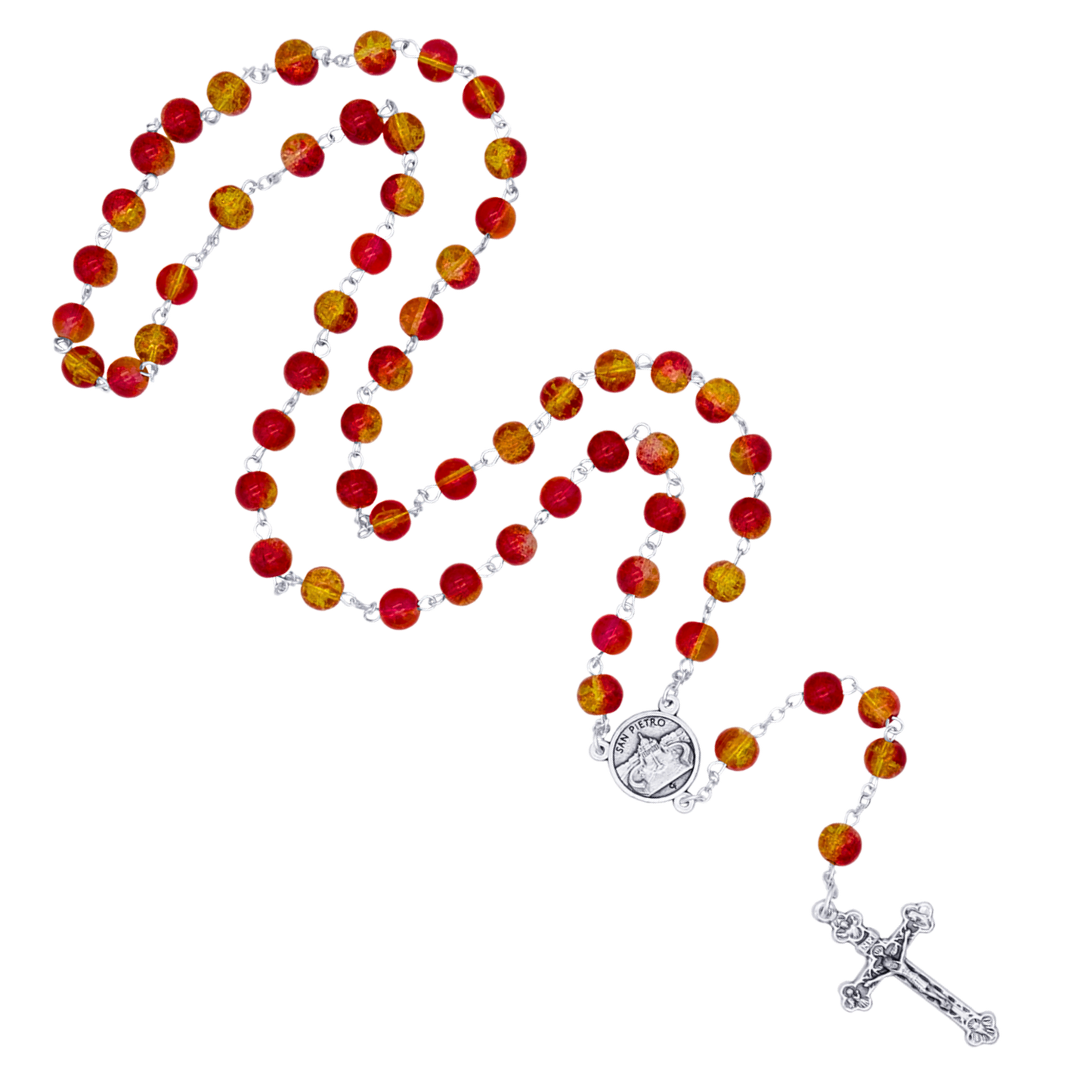 RED ET YELLOW GLASS  - CHAPELET - METAL