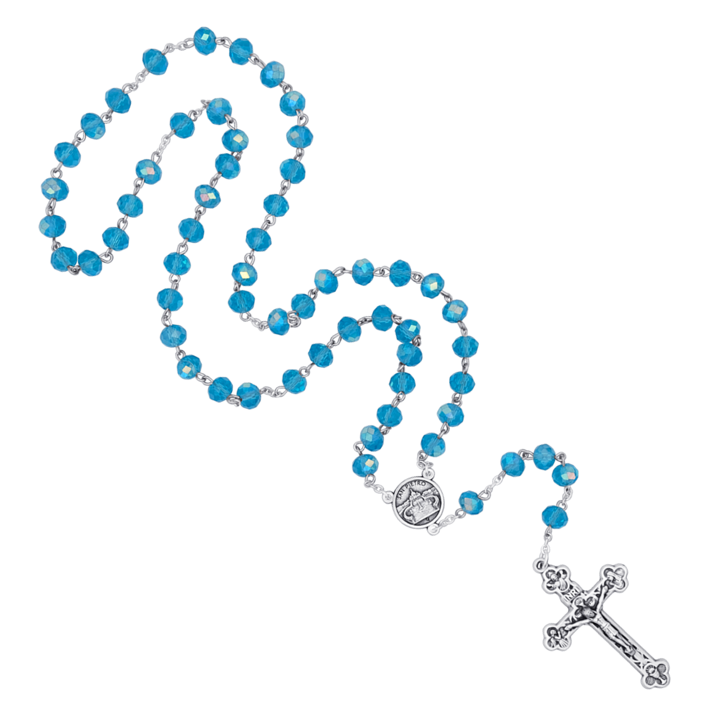 LIGHT BLUE CRYSTAL CHAPELET - METAL