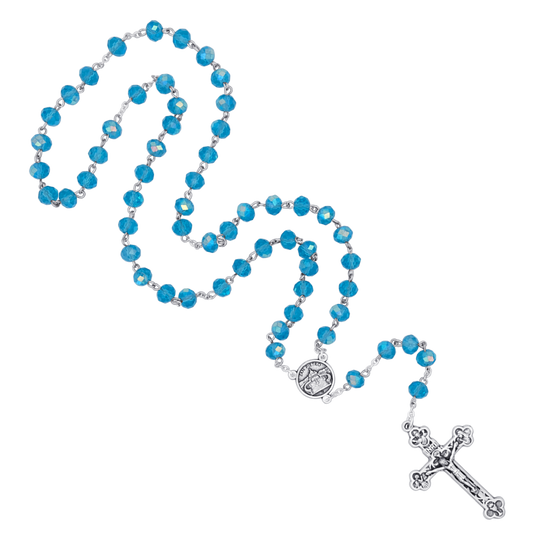 LIGHT BLUE CRYSTAL CHAPELET - METAL