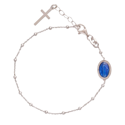 BLUE MIRACULOUS MÉDAILLE - BRACELET CHAPELET - ARGENT